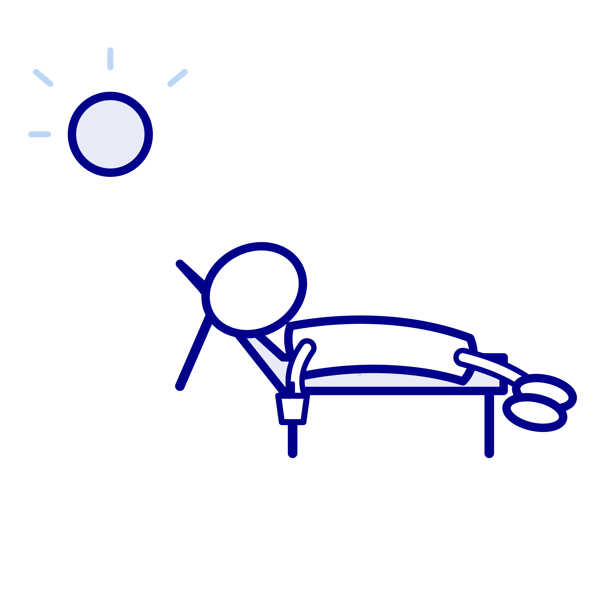 Character relaxing on a sun lounger